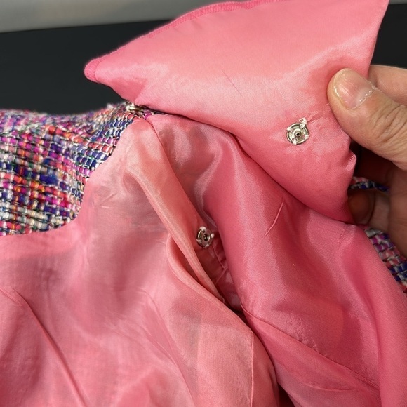 Vintage Coldwater Creek Rainbow Weave Silk Blend Jewel Boucle Jacket Blazer 14P - Picture 7 of 14